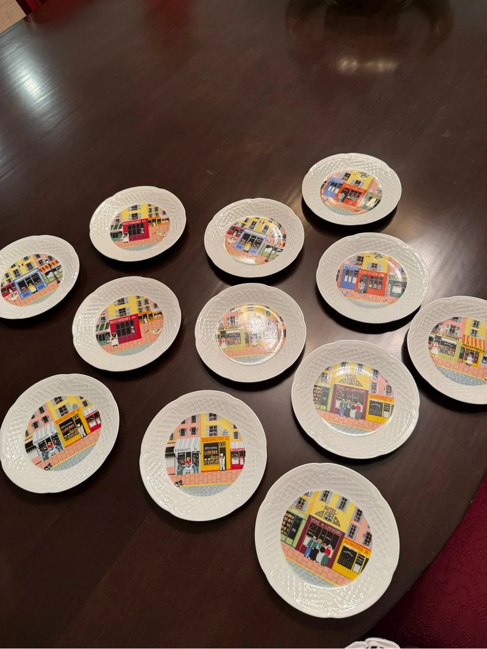 Philippe Deshoulieres Limoges Merchants Row Set of 10 Canape Plate